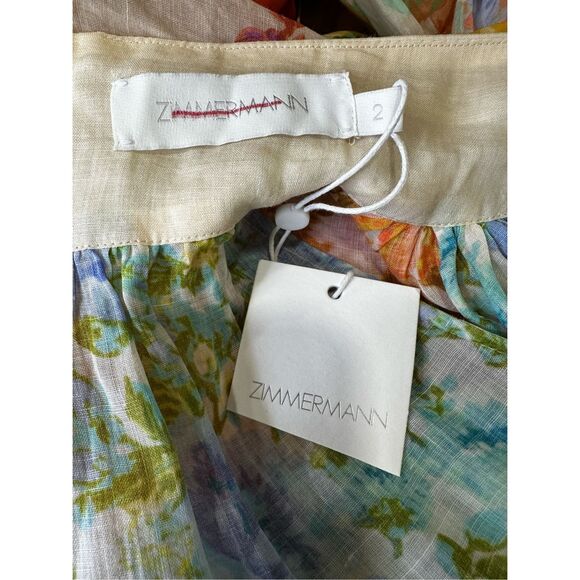 NWT Zimmermann Floral Tiered Long Sleeve Raie Lantern Mini Dress Size 2/US8 $795 - Picture 10 of 12